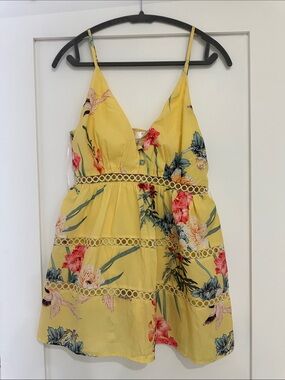 Yellow Floral Spaghetti Strap Sundress